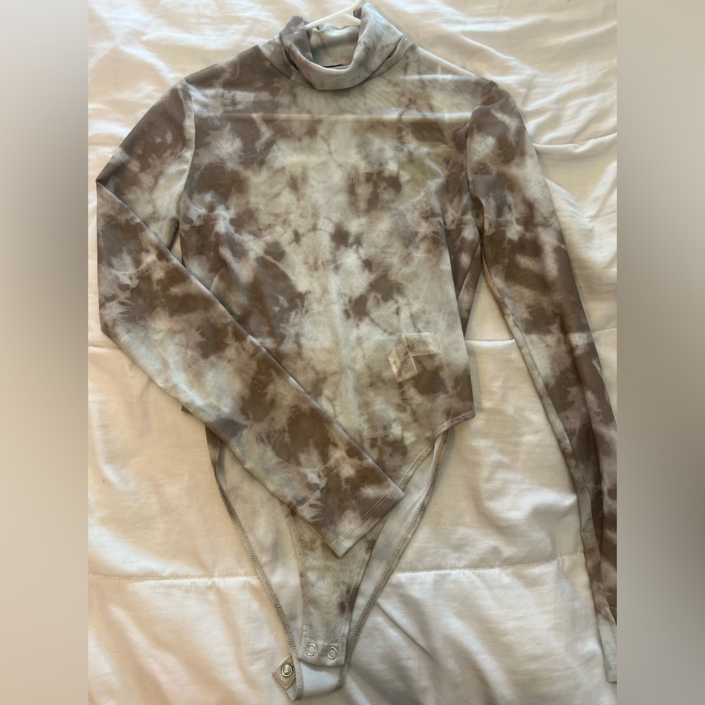 Forever 21 Tie-Dye Bodysuit - Brown and Cream